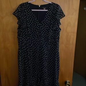 Ruffle bottom navy Tommy Hilfiger pooka dot dress